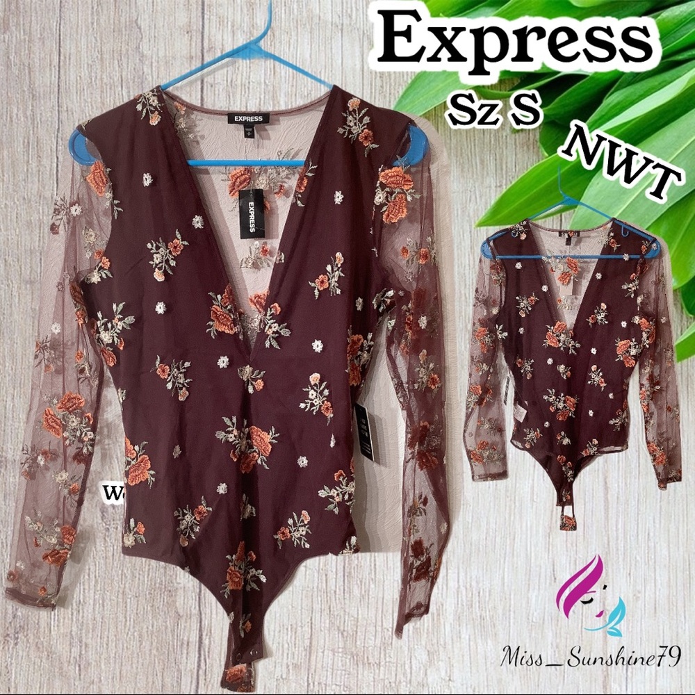 Express NWT - Sz S - sexy floral Nylon Bodysuit 🥰